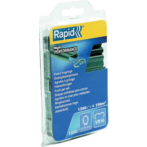 RAPID - Agrafes grillage - VR16 Platifiée Vert - Blister 1390, pour la fixation de clôture agricole, basse-cours, parcs à mouton, ect - (40108800)
