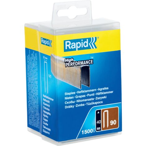RAPID - Agrafes à couronnes étroites n°90/40mm - Boîte polypro 1500 - Fixation de panneaux de bois épais - (5000127)