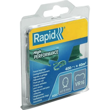 RAPID - Agrafes grillage - VR16 Platifiée Vert - Blister 400, pour la fixation de clôture agricole, basse-cours, parcs à mouton, ect - (40108797)