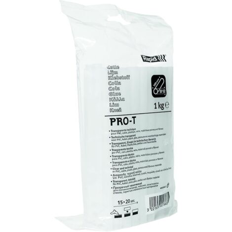 RAPID - Colle - Profesionnelle - PRO T Ø12mm - Spécialisée Transparente universelle 1kg - Haute teneur résine, Toutes applications, métal, plastique, bois, matériaux poreux, ect - Sachet - (40302768)