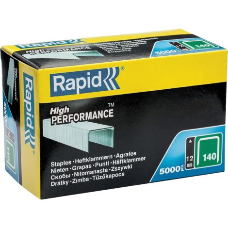 RAPID - Agrafes en fil plat, n°140/12mm - Boîte carton 5000 - Fixation de l'isolation, tissu, décoration, bois tendre, plastique mince, extérieur - (11912311)