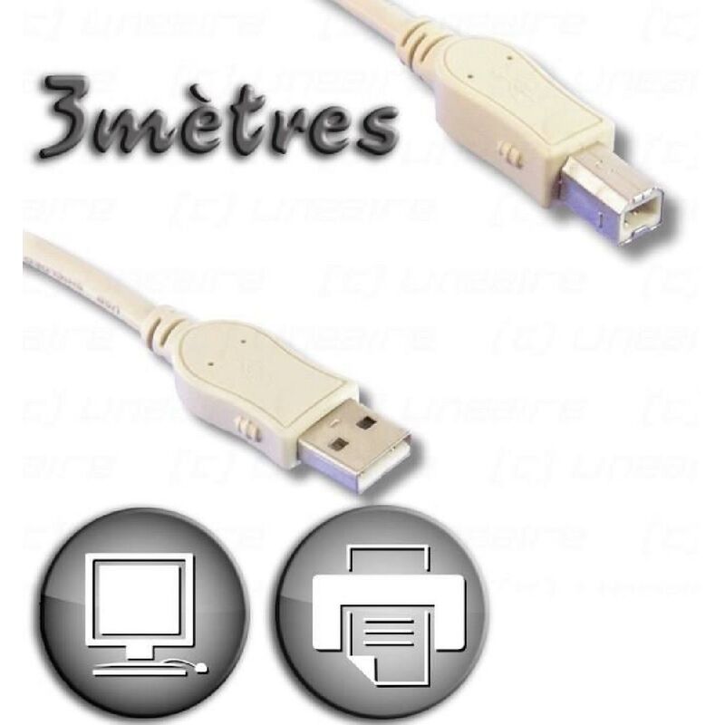 Cable USB Cordon USB 2m - 2 m - A/B Mâle/Mâle Imprimante Scanner  NEDIS