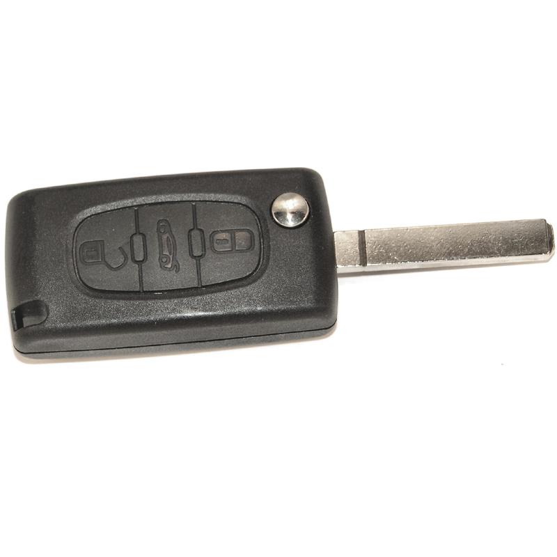 Porte-clés sans lame compatible avec Peugeot 207, 307 et 308 avec 1 Maxell  Cr1620 Batterie, Télécommande de phare antibrouillard à 2 boutons pour clé  de voiture