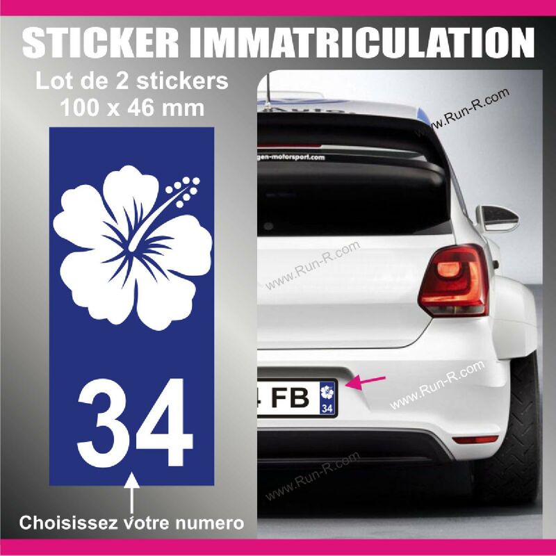 2 Stickers Plaque Immatriculation