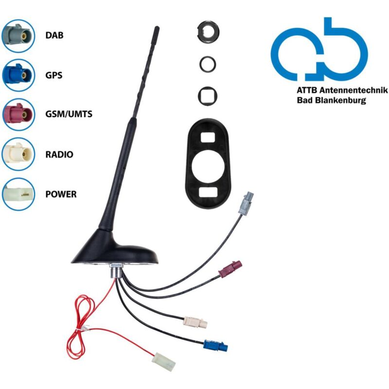 Antenne De Toit Voiture AM/FM - Inclinaison 60 Degrés - Prise Fakra Mâle - Neuve