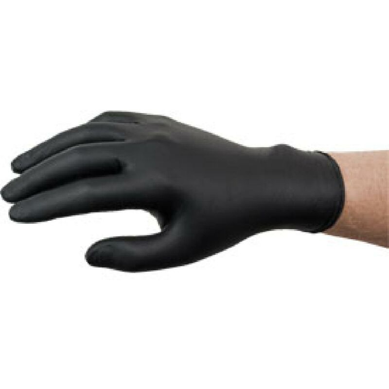 Boîte de 50 gants jetables en nitrile noir texturé, non poudré