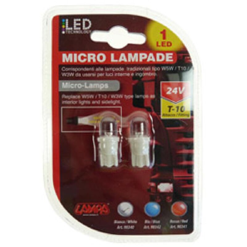 2 Ampoules 1 Led T10 24V blanc