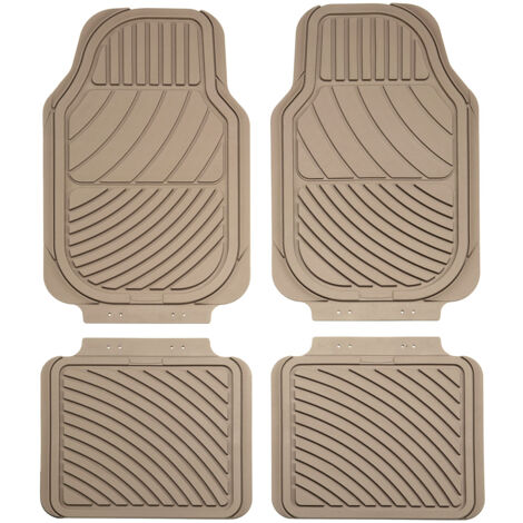 Jeu de 4 Tapis de sol caoutchouc PVC Universels Beige - CARAT10