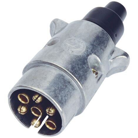 Fiche mâle métal 7 plots – Tension 12V – Pour camping-cars et remorques – Prise noire pour liaisons électriques – UM (1/5)