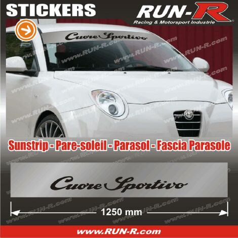 1 pare-soleil compatible avec Alfa Romeo CUORE SPORTIVO 125 cm - ARGENT  lettres NOIRES