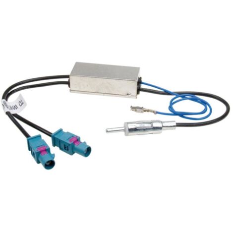 Adaptateur Antenne DIN 2xFakra Z Alimentation fantome Amplifie compatible avec Audi VW Seat Skoda ap02