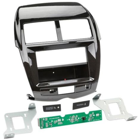 Kit Facade autoradio 2DIN compatible avec Citroen C4 Peugeot 4008 ap12 Avec vide poche Induction Qi Noir brillant Nacre