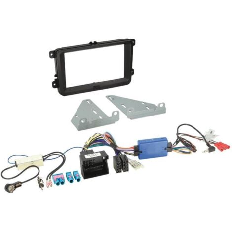 Kit Installation autoradio + adaptateur antenne + CAV compatible avec VW Seat Skoda ap03 noir