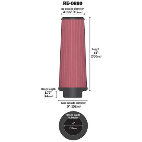 FILTRE A AIR UNIVERSEL K&N RE-0880