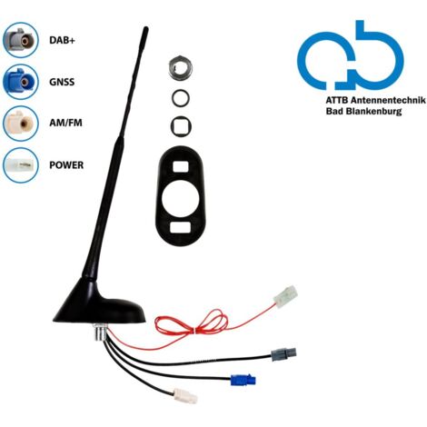 Antenne De Toit Voiture ADNAuto AM/FM, Inclinaison 60°, Prise Fakra Mâle - Neuf Sous Blister, Référence 858132