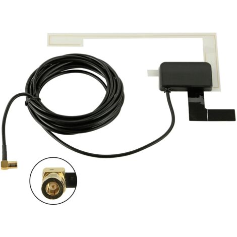 Antenne DAB+ adhesive sur vitre avec alimentation fantome 12V et connecteur SMB-f