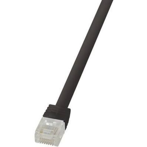 Cable reseau RJ45 male U-UTP Cat 6 noir - 1m - plat (1/2)