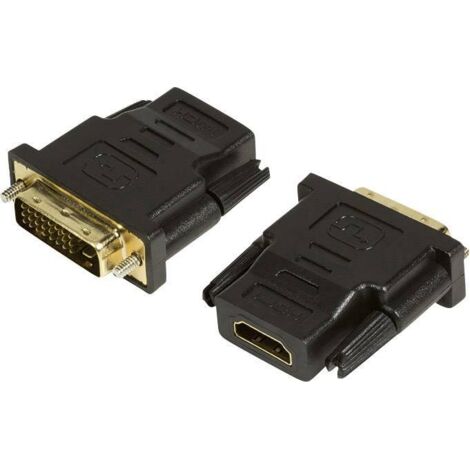 Adaptateur DVI-D 24-1 mâle vers HDMI femelle – Plaquage nickelé – Noir – Connecteur courant faible – Logilink