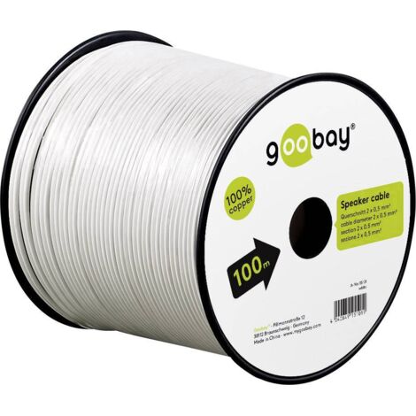 10m de Cable de haut parleurs 2x0.5mm2 - OFC - Blanc