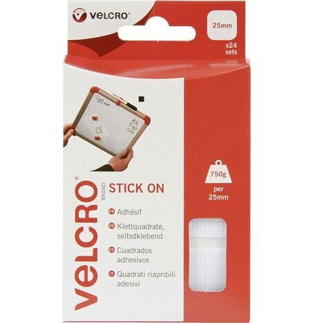 Velcro Carres Adhesifs 25mmx25mm 24pcs Blanc (1/2)