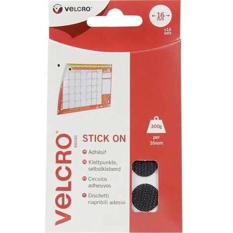 Velcro Pastilles Adhesives D16mm 16pcs Noir (1/3)