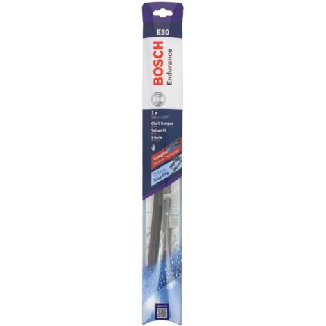 Bosch – Balai essuie-glace plat ENDURANCE E50 – Design ultra plat sans armature – Adaptateur Multi-clip compatible – Essuyage silencieux et efficace