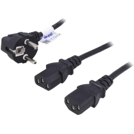 Cable alimentation angulaire vers double C13 femelle 1.15m
