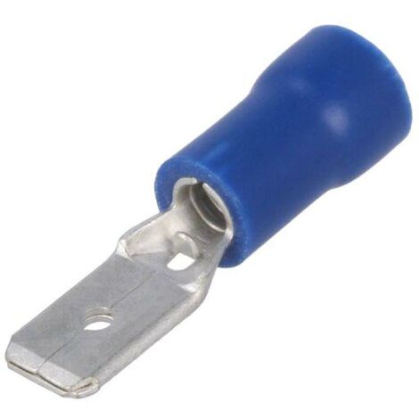 Cosse à sertir cylindrique 5mm bleue mâle pour câble de 2.5mm2