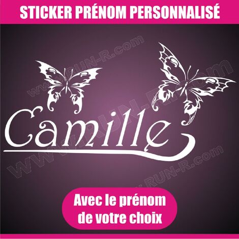 Sticker prénom personnalisé chambre fille avec papillons - Stickers déco