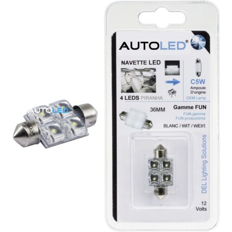 1 Ampoule C5W 2x2 LEDs - 20x36mm - Blanc (1/5)