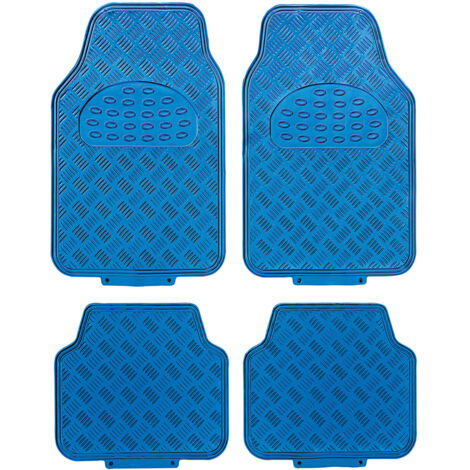 Jeu de 4 Tapis de sol PVC Look Aluminium - Universels - Bleu (1/5)
