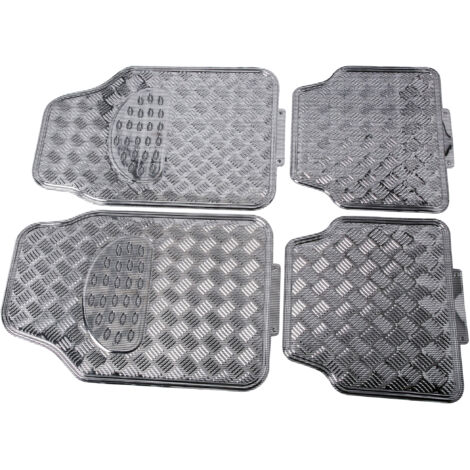 Jeu de 4 Tapis de sol PVC Look Aluminium - Universels - Carbone (1/5)