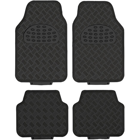 Jeu de 4 Tapis de sol PVC Look Aluminium - Universels - Noir (1/5)