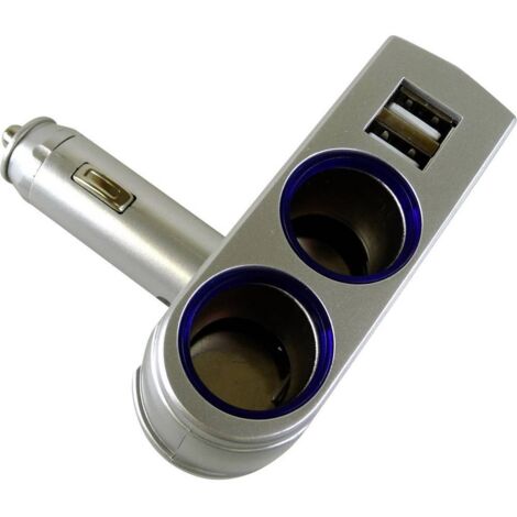 Adnauto – Prise allume-cigare avec 2 prises USB 12-24V – LED de fonctionnement bleue – Puissance cumulée 5A – Accessoire pour voiture