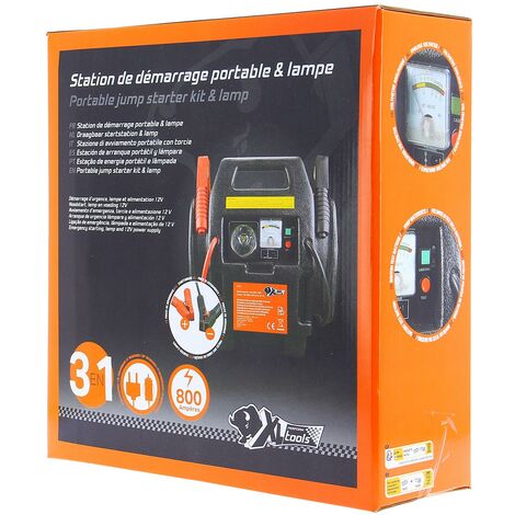Station de démarrage portable 800A 12V – Démarrages rapides pour véhicules essence – Capacité 12 A/h – Alimentation 12V – Pour équipements 12V – Xl Perform Tools