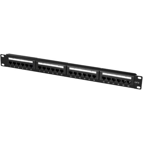 Prises encastrables Ethernet 24 ports - RJ45 cat.6 - noir (1/5)