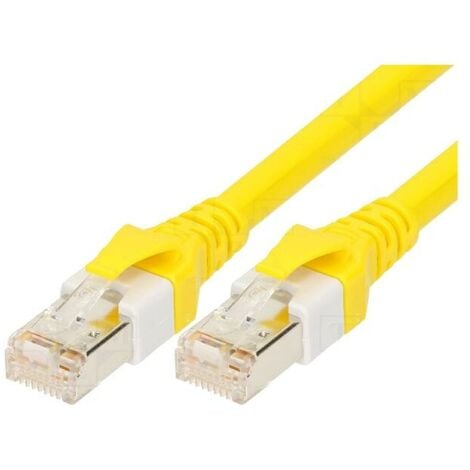 Câble réseau Ethernet (RJ45) catégorie 6A S/FTP jaune compatible avec Box  Internet PS5 PS4 Xbox Routeur Switch Modem Décodeur TV