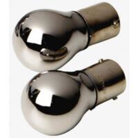 2 Ampoules BA15S Chromees - 12V 21W Blanc - Plots Alignes - Feux de Recul