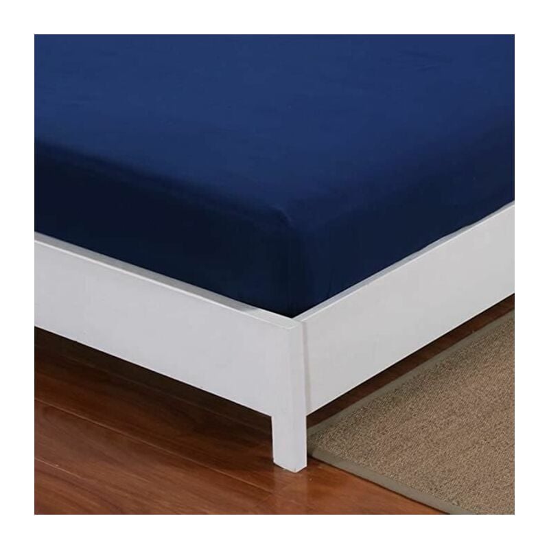 DRAP PLAT 1 PERSONNE 180 x 290 CM UNI 57 FILS LINA BLEU NUIT +POINT