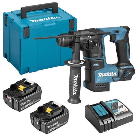 Makita – Perforateur burineur sans fil 18V – 2 batteries 5.0Ah – Moteur sans balais – 17mm béton – Coffret MAKPAC – DHR171RTJ