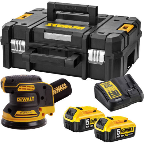 Dewalt – Ponceuse excentrique 125 mm 18V Brushless – 2 batteries 5Ah – Chargeur inclus – Pour ponçage bois, métal et composites