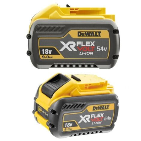 Dewalt – Batteries 54V Li-Ion XR FlexVolt – Lot de 2 batteries 9.0Ah – Puissance accrue pour outils sans fil – Technologie avancée