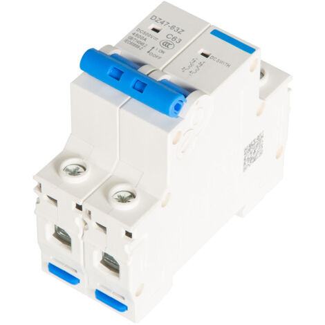 Risegun Disjoncteur DC, 2P DC 500V 20A Mini Disjoncteur MCB Disjoncteur De Sécurité DZ47-63Z-2P