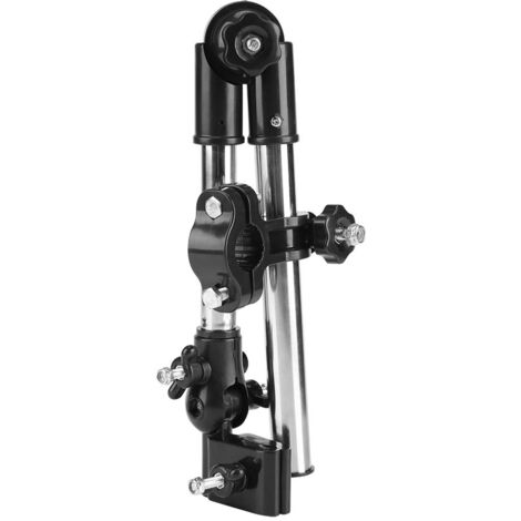 Support Parapluie Vélo Réglable 360° - Clip Pour Guidon, Poussette, Fauteuil Roulant - Acier Inoxydable Noir