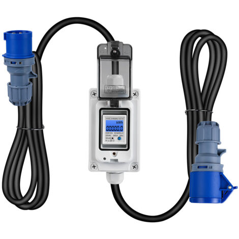 Compteur D'énergie Numérique Mobile, 230 V, Avec LED/réinitialisation, Portable, Avec Prise Industrielle/câble En Caoutchouc, étanche IP65, Pour Camping-car/véhicules électriques