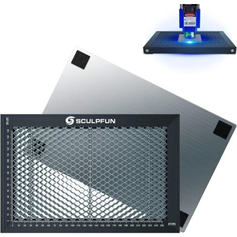 SCULPFUN Graveur Laser Table de travail en nid d'abeille 300x200x22mm pour graveur Laser à diode protégeant la table