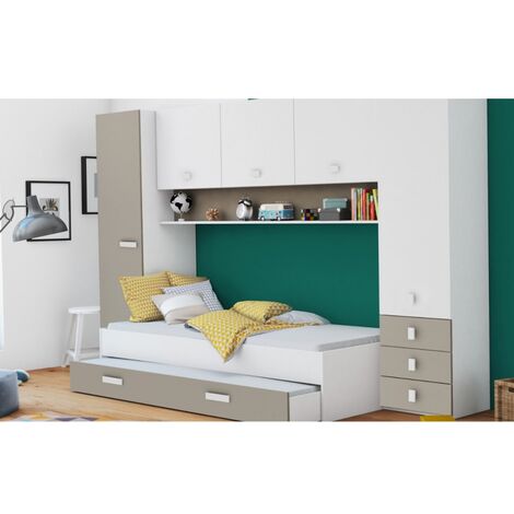 LETTO A PONTE CON ARMADIO AREN - Con letto aggiuntivo (1/3)