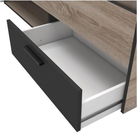 LETTO MATRIMONIALE CON CASSETTI ALASKA - Rovere / Nero