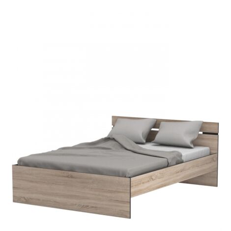 LETTO MATRIMONIALE CON CASSETTI ALASKA - Rovere / Nero