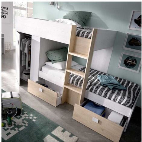 LETTO A CASTELLO CON ARMADIO COLIN - Artic / Naturale
